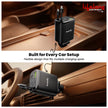 Lifelong Electronics 5-in-1 Car Charger Adapter | 2 Retractable Cables (Type-C & Lightning) + 3 Ports (USB A + 2 Type C) | LED Display | Flexible Head | Fast Charging for iPhone, Android & All Devices