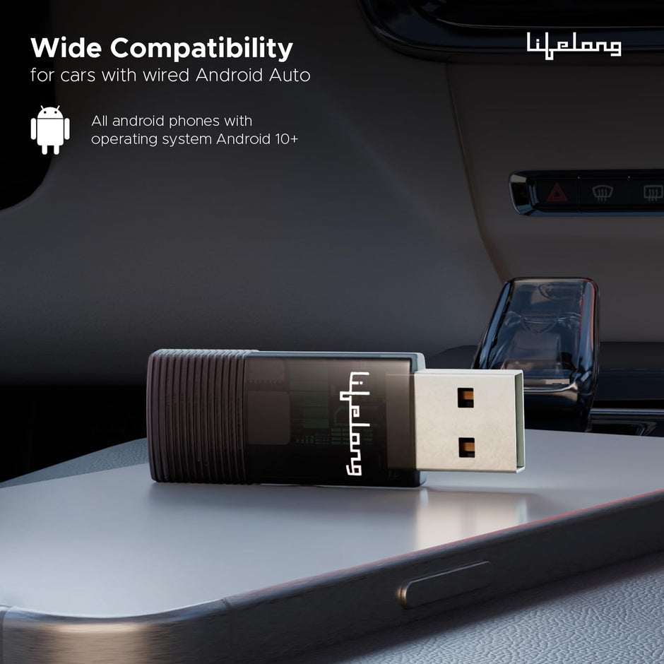 Wireless Android Auto Adapter | Compatible with Android | Stick Cast - Bluetooth & Wi-Fi (LLECA20)