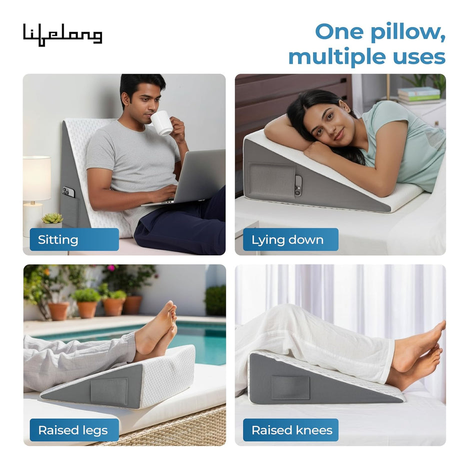 Lifelong Wedge Pro Pillow | Memory Foam for Neck Pain & Shoulder Pain