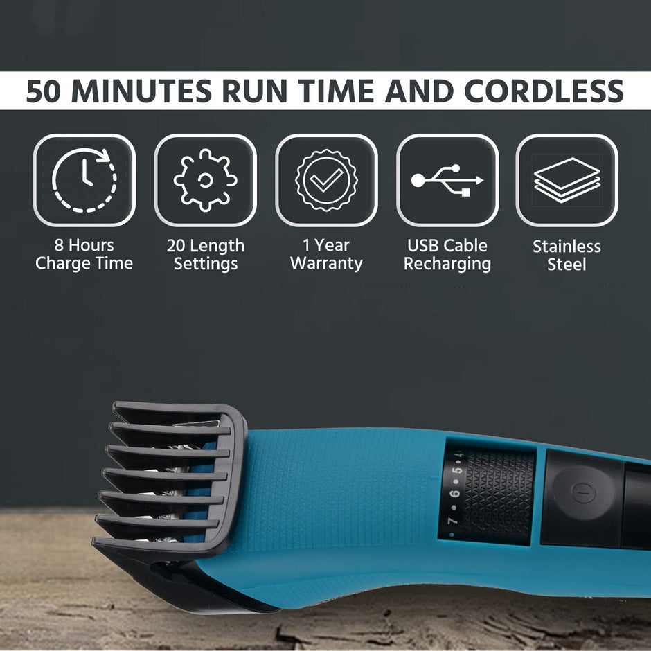 Lifelong Cordless Beard Trimmer with Adjustable Settings and Stainless Steel Blades