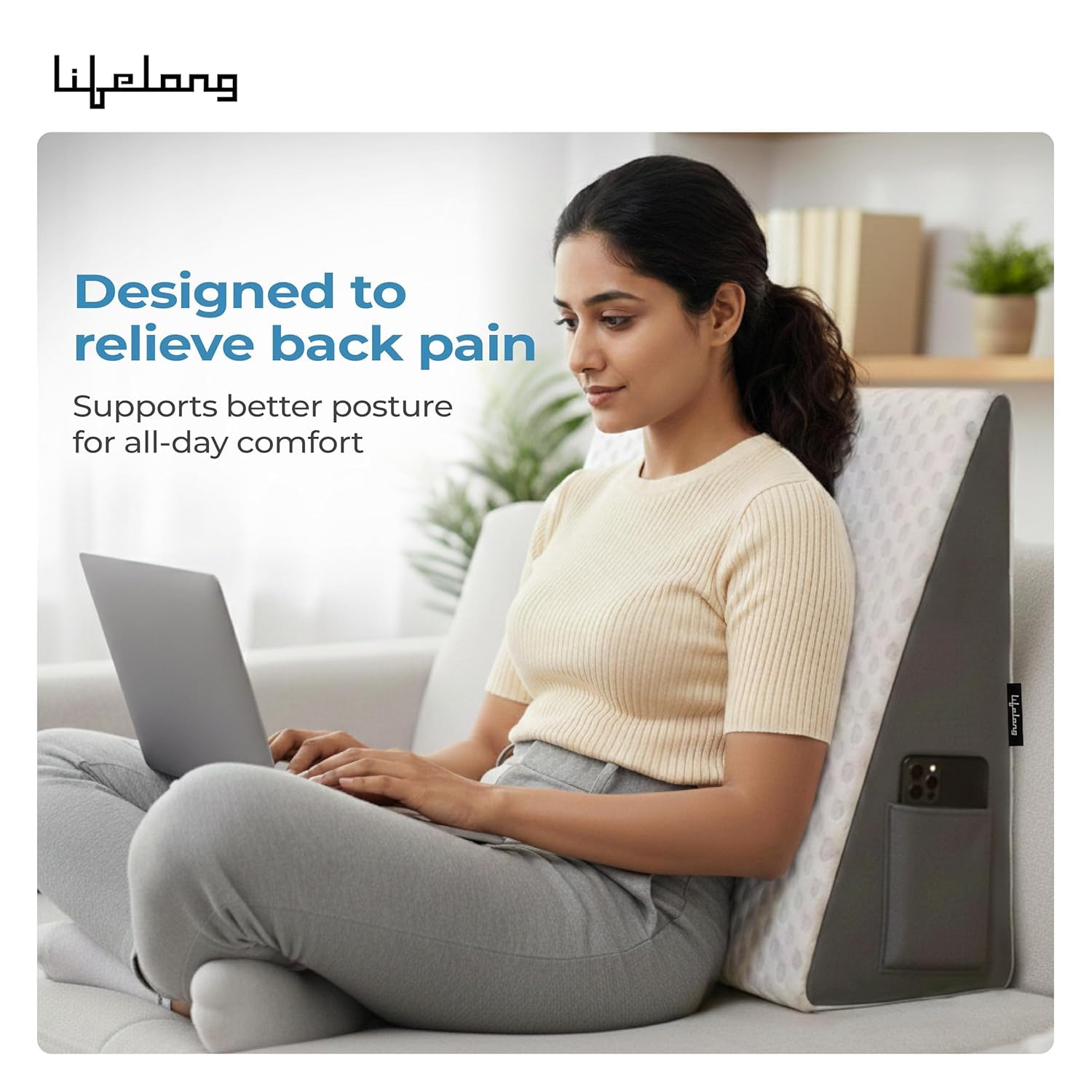 Lifelong Orthopedic Memory Foam Wedge Pillow for Sleeping, Sitting & Acid Reflux Relief | High Resilience Foam | Leg Elevator, Back Support & Pain Relief Pillow for Comfortable Rest (LLWP071)