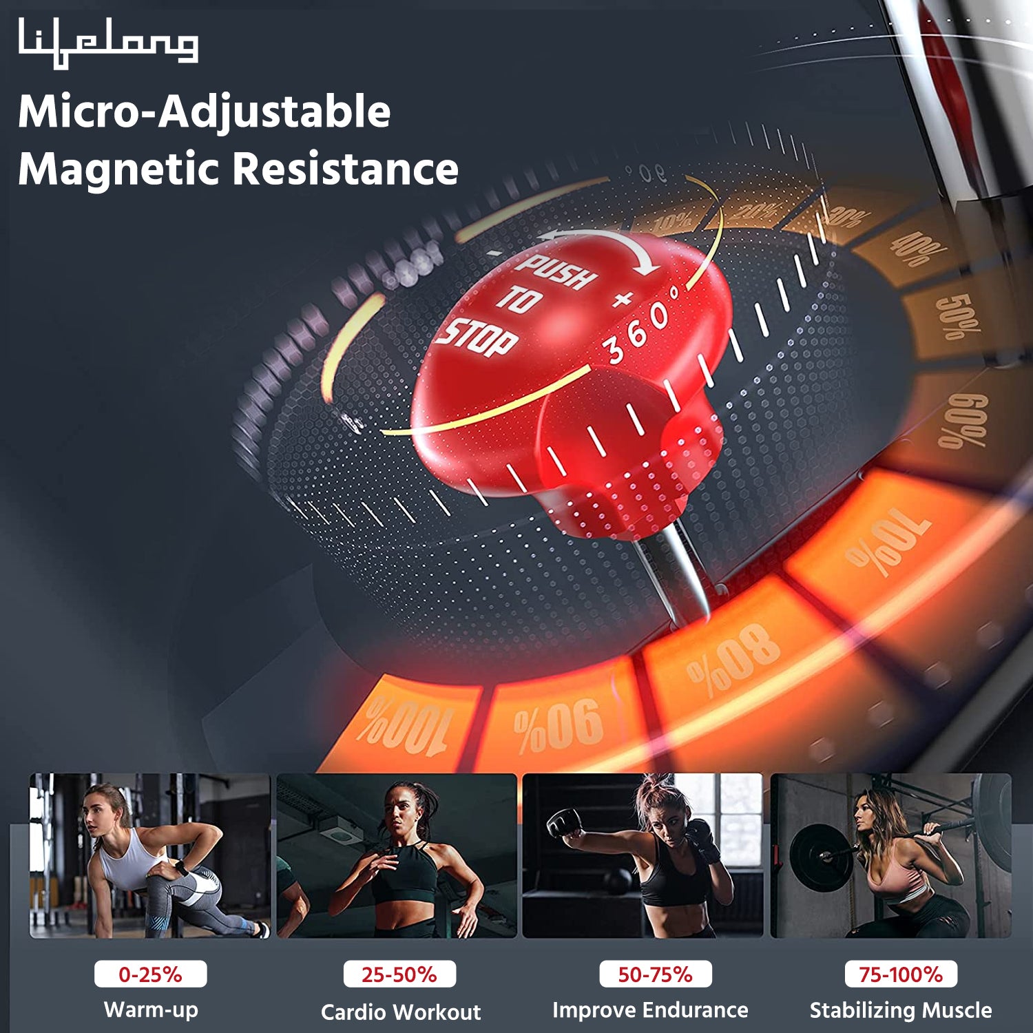 Fit Pro Spin Fitness Bike with 6Kg Flywheel, Adjustable Resistance, LCD Monitor and Heart Rate Sensor