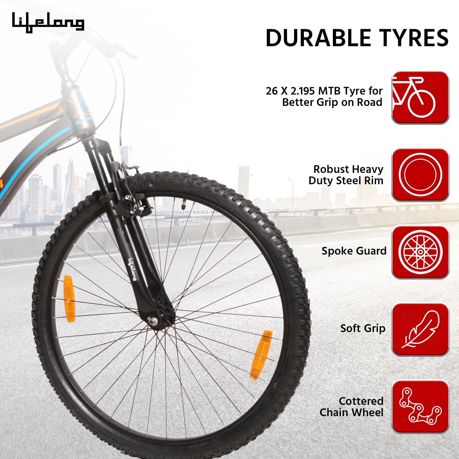 Lifelong Cycle for Men & Women,26T MTB Cycle Multi Speed 7,Speed Bicycle,V Brake Cycle,Front Suspension Fork,Mountain Bike Ideal for 13+ Years + Adults Upto Height 5.2