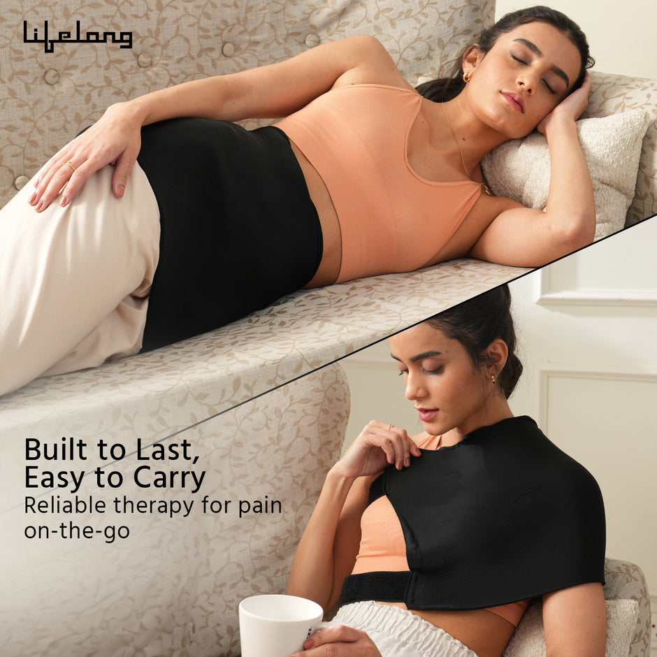 Lifelong Large Hot Cold Gel Pack Mat 360° coverage – Reusable Ice Heating Pad for Pain Relief, Injury Recovery, Swelling, Cramps, Back, Knee, Shoulder, Therapy – Flexible Compress Wrap, Microwave & Freezer Safe