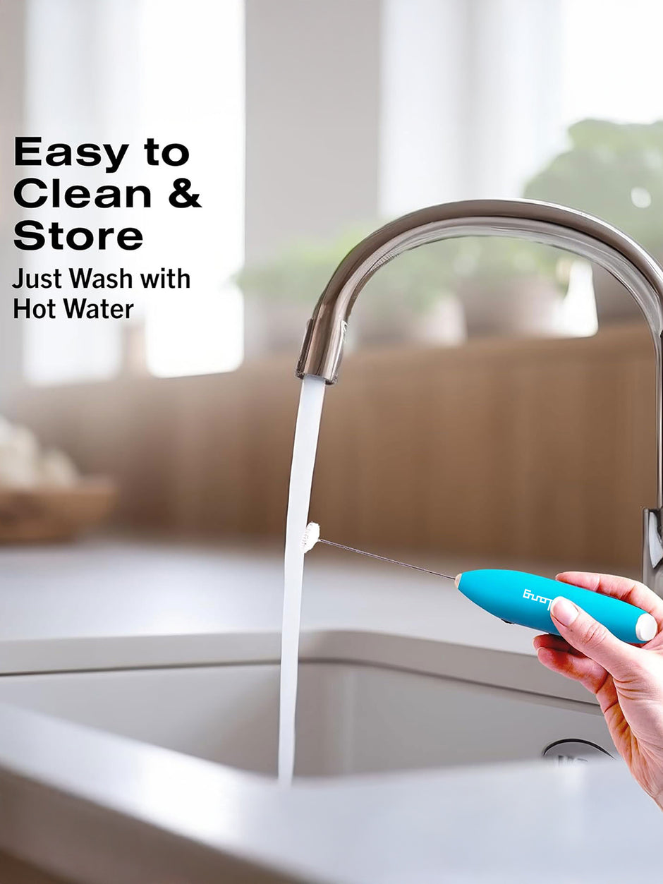Lifelong Milk Frother for Coffee - Handheld Battery-Operated Electric Drink Mixer| with Stand |Blue