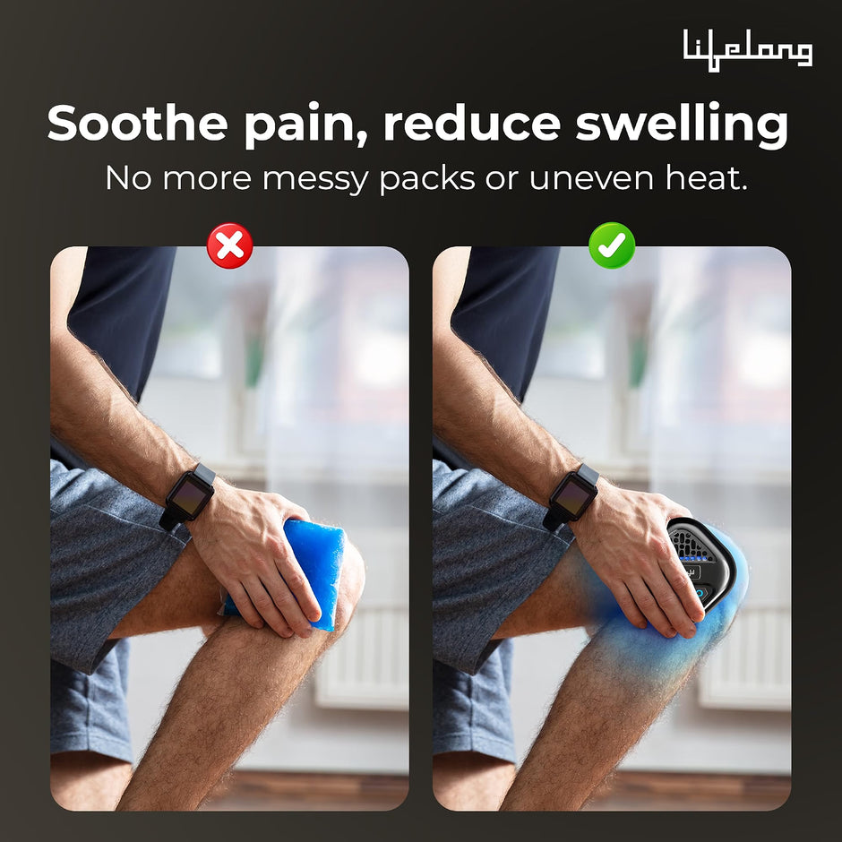 Lifelong Hot & Cold Electric Compression Device | Instant Heat and Cold for Pain Relief and Muscle Recovery | Portable, Hands-free Pain Relief for Knee, Back, Shoulder, Neck & Body Pain
