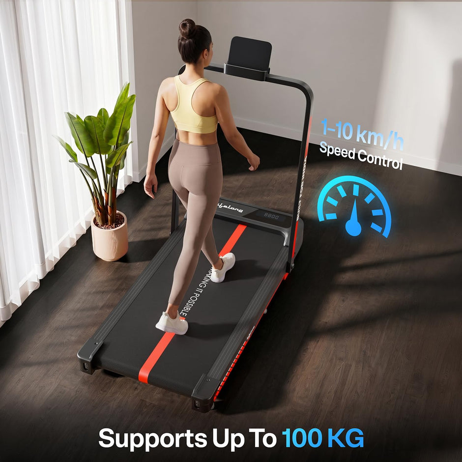 Lifelong 4 HP MotorizedTreadmill for Home|2-Level Manual Incline |Speed 1-10 km/h |LED Display|12 Workout Programs |100 kg Capacity |Gym Equipment for Home Workout| Foldable Handle| iPad & Phone Stand