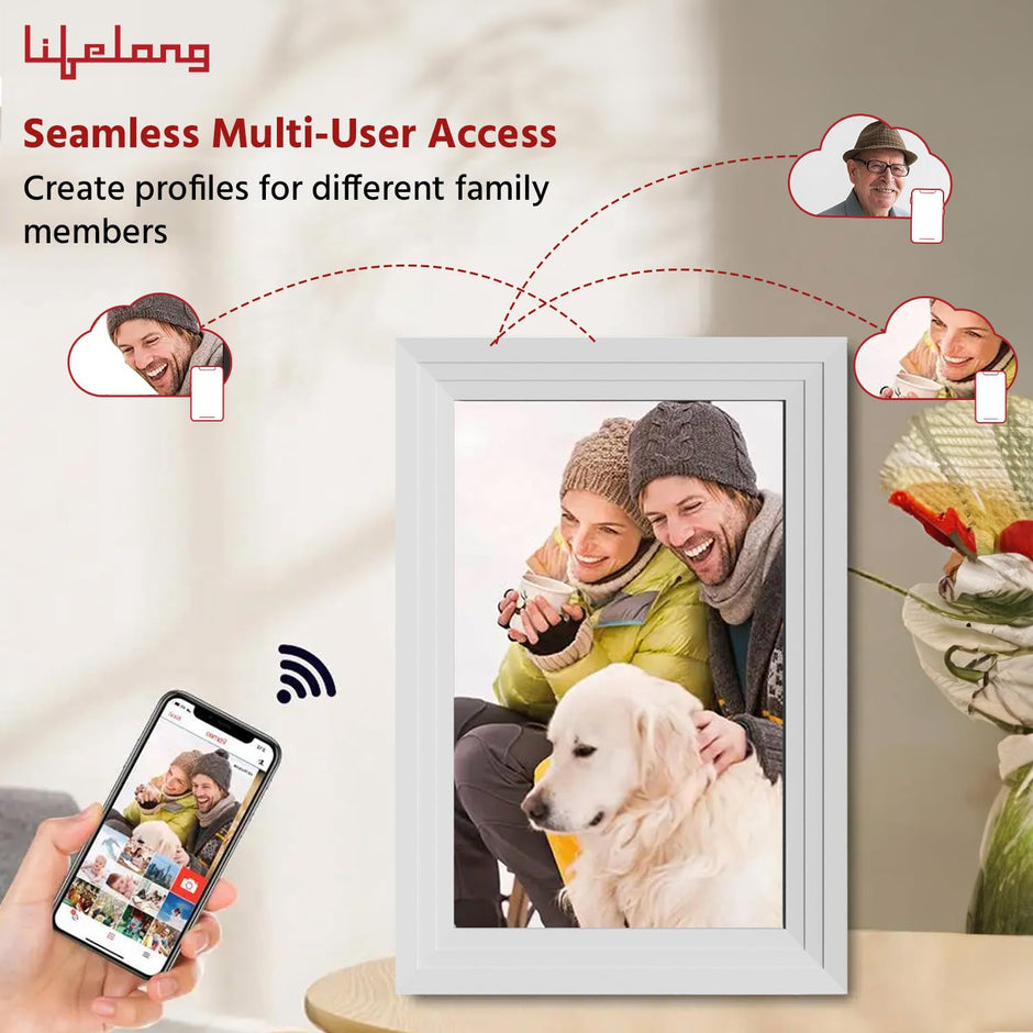 Electronics 10.1 Inch (25.65 CM) Digital Photo Frame with Slideshow, Video & Sound| Share Files with Frameo App,White