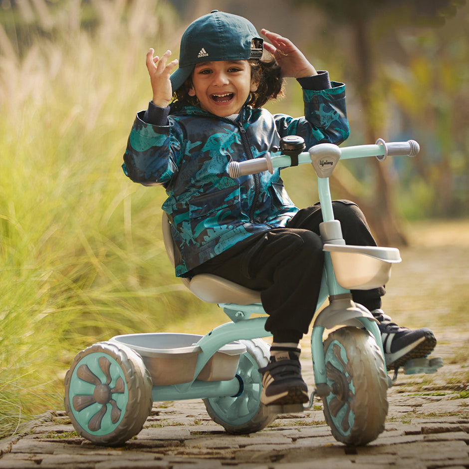 Lifelong Kids Tricycle for 2â€“5 Years | 3 EVA Wheels, Bell & Toy Basket | 30kg Capacity (Green)