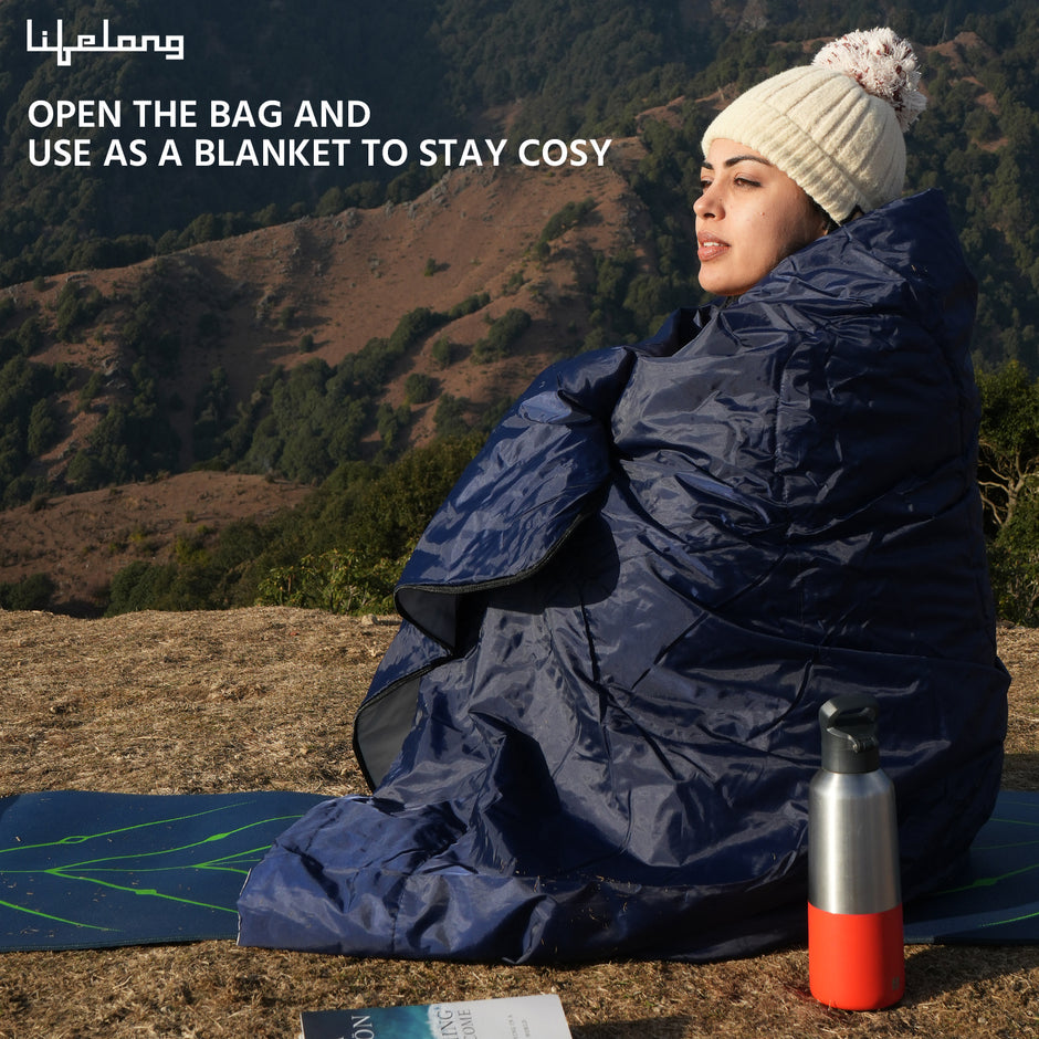 Lifelong +10Ã‚Â°C, Lab tested Rectangle Shape Sleeping Bag Adult for Camping, Hiking, Indoor & Outdoor, Warm Sleeping Bag