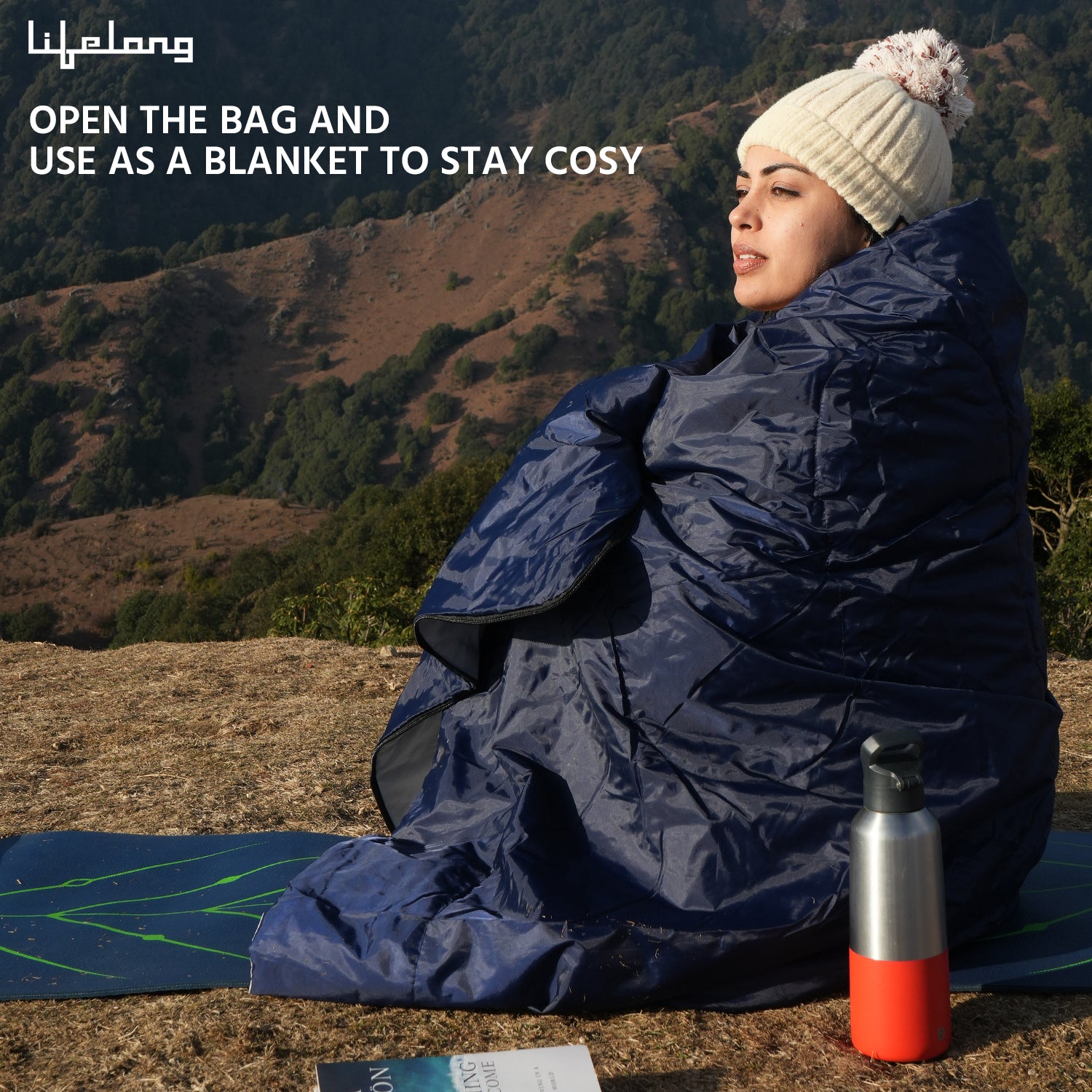 Lifelong +10Ã‚Â°C, Lab tested Rectangle Shape Sleeping Bag Adult for Camping, Hiking, Indoor & Outdoor, Warm Sleeping Bag