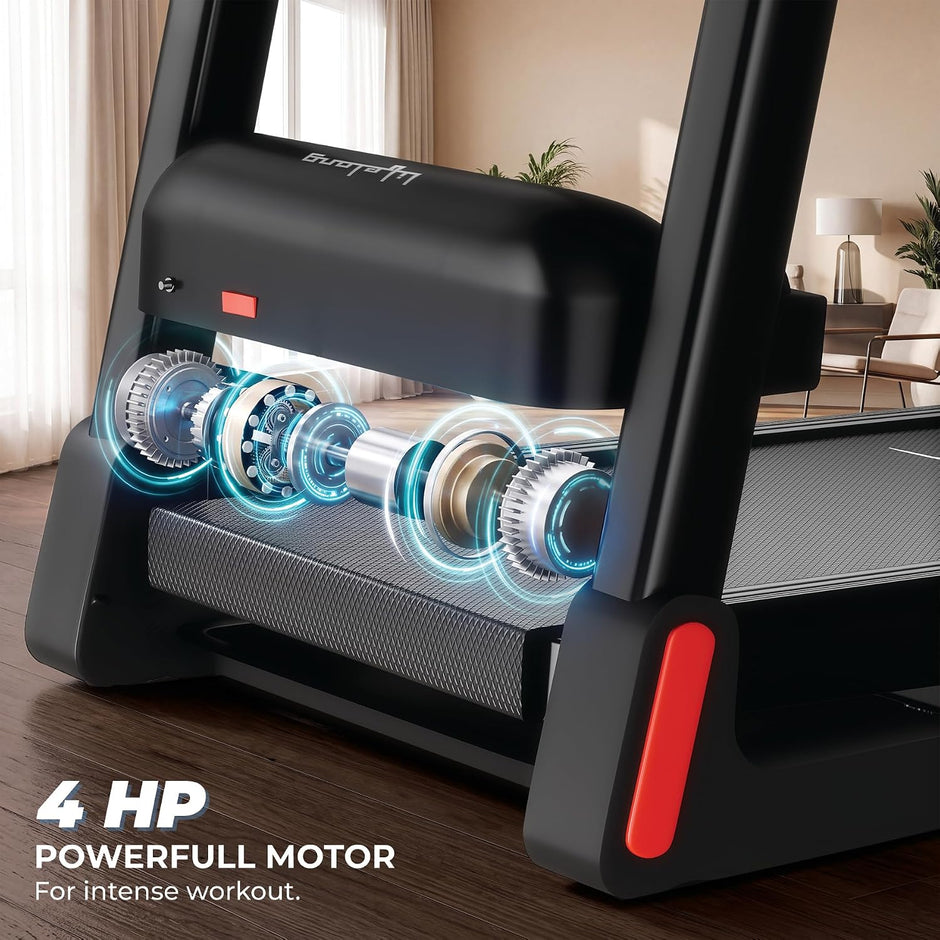 Lifelong 4.5HP Motorized Treadmill for Home | Manual Incline 12% Foldable Handle Max Speed 12 km/h LED Display | 12 Workout Programs |110 kg Capacity| Ideal Gym Equipment for Home Workout Jet Black