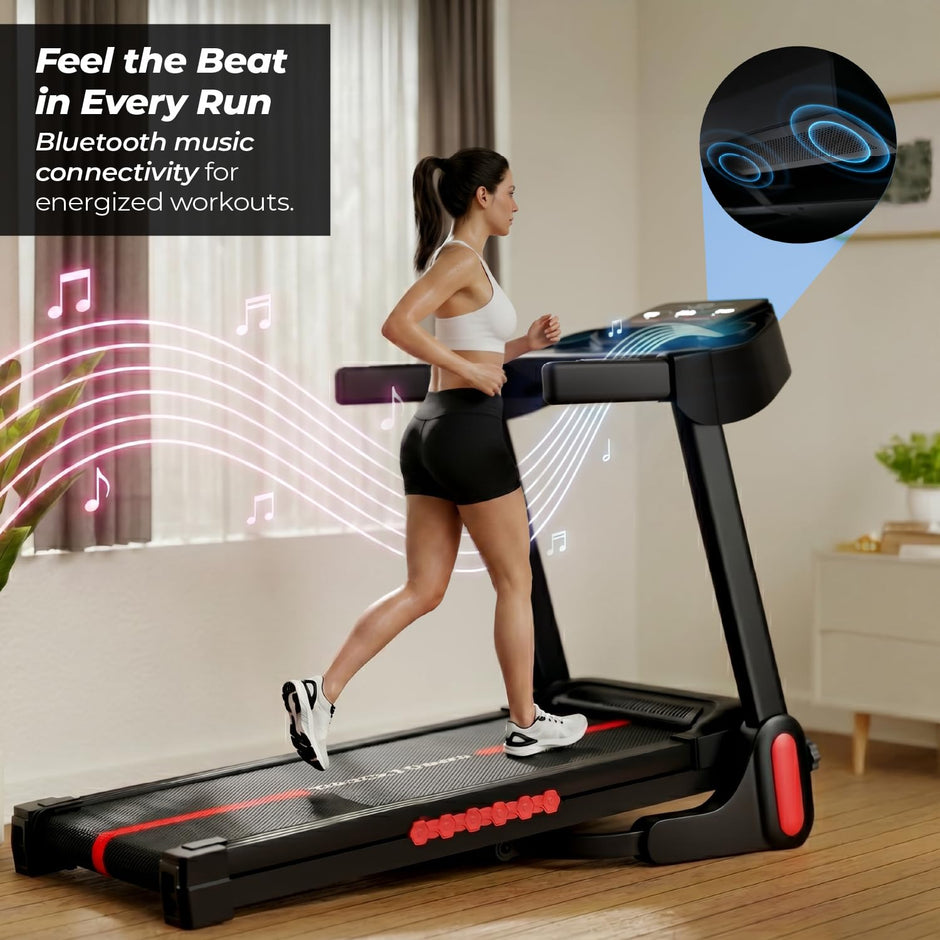 Lifelong 4.5HP Peak Foldable Treadmill for Home| Gym Equipment for Home Workout | Wide Belt | LED Display | 15 Level Auto Incline | 14 km/h Speed | 12 Preset Programs | Hydraulic Fold | Bluetooth & Fit Show App | 110kg Max Weight