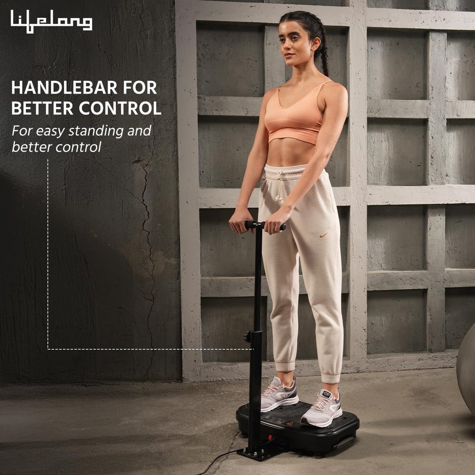 Lifelong Vibration Plate Machine for Home - Body Vibration Weight Loss Machine for Unisex - Muscle Toning, Pain Relief, Flexibility, Gym Equipment for Calorie Burning Comes with 9 Program Modes, Black