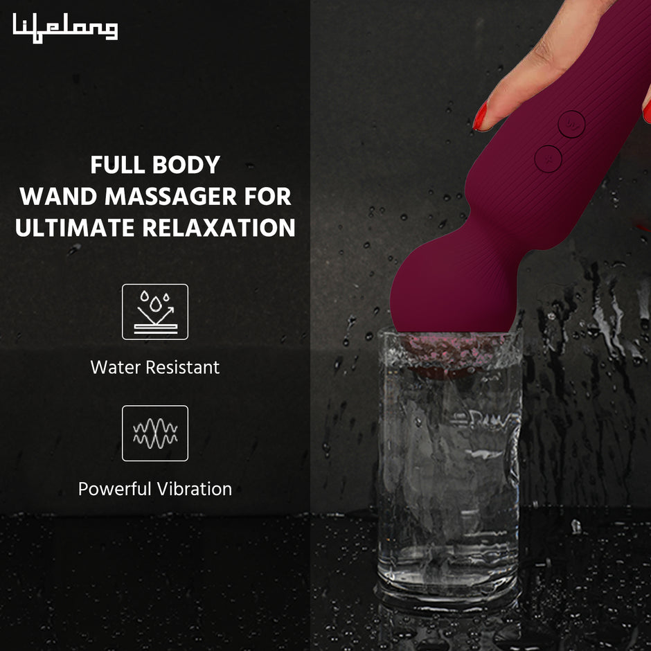 Personal Massager – Compact Wireless Body Massager with 20 Modes & 8 Speeds (Wine)