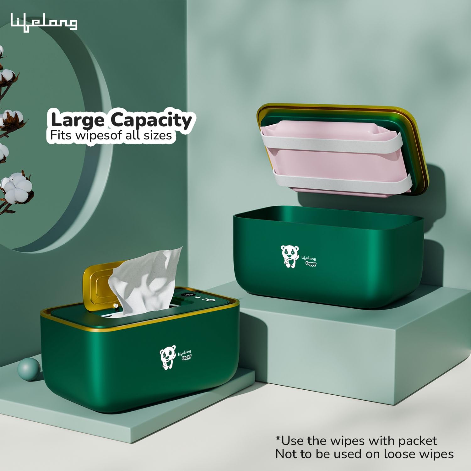 Lifelong Cuppy Wet Wipe Warmer for Baby Diaper Change with Large Capacity | Adjustable and Fast Heating Temperature, Smart and Temperature Control Evenly Overall Heating & Constant Temperature Storage