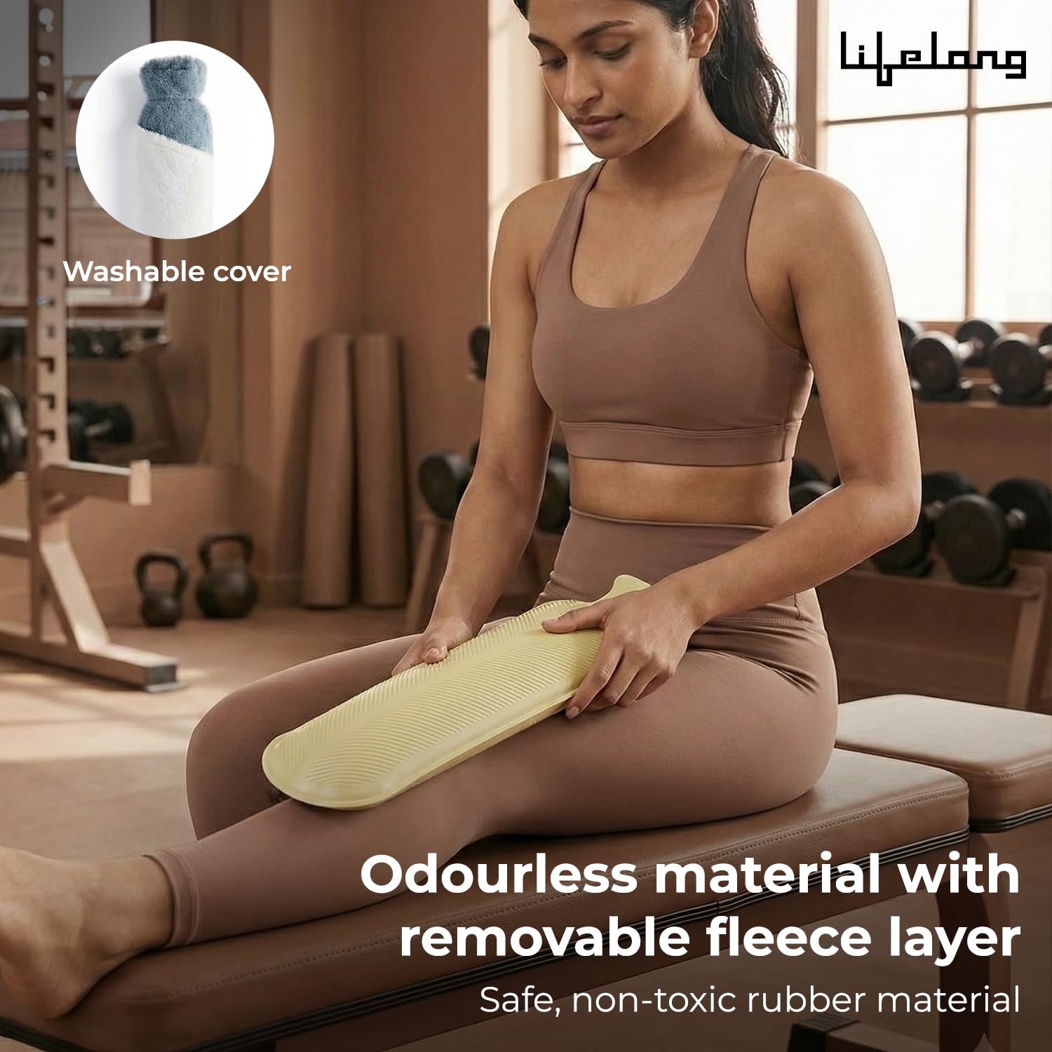 Lifelong Hot Water Bottle 2000 ml with Washable Fur Cover | Hand, Belly & Full Body Warmer for Pain Relief & Period Cramps | Extra Long Bed Bottle for Women & Men |Back Neck Shoulder Warmer
