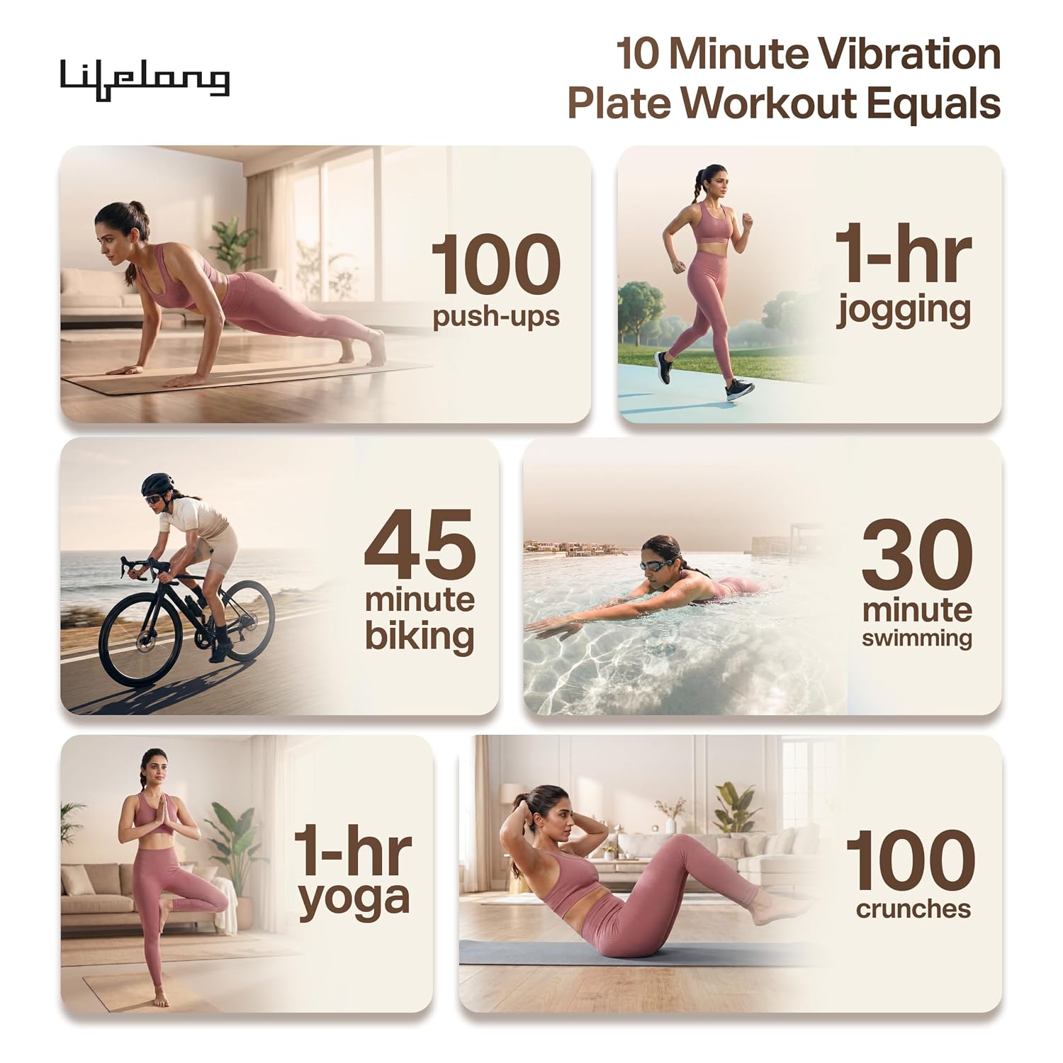 Lifelong Vibration Plate Exercise Machine with Remote & Resistance Bands |Home & Gym Full Body Massager Machine for Pain Relief, Tone Muscles & Weight Loss| 9Programs, 120Speeds, 20Timers, Bluetooth