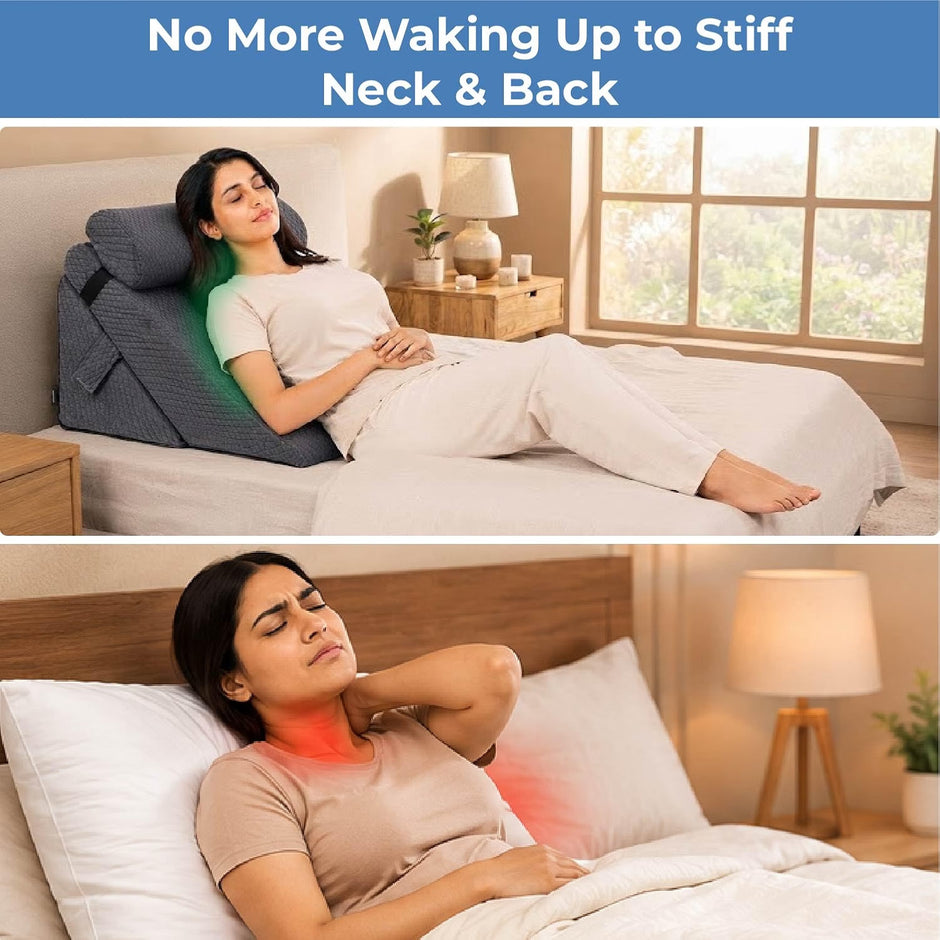 Lifelong Adjustable Wedge Pillow with Headrest, Washable Cover |1” Memory Foam Orthopaedic Back, Leg Support Pillow for Bed & Sofa| 12in1 Wedge Cushion for GERD, Acid Reflux, Leg Elevation, Pregnancy