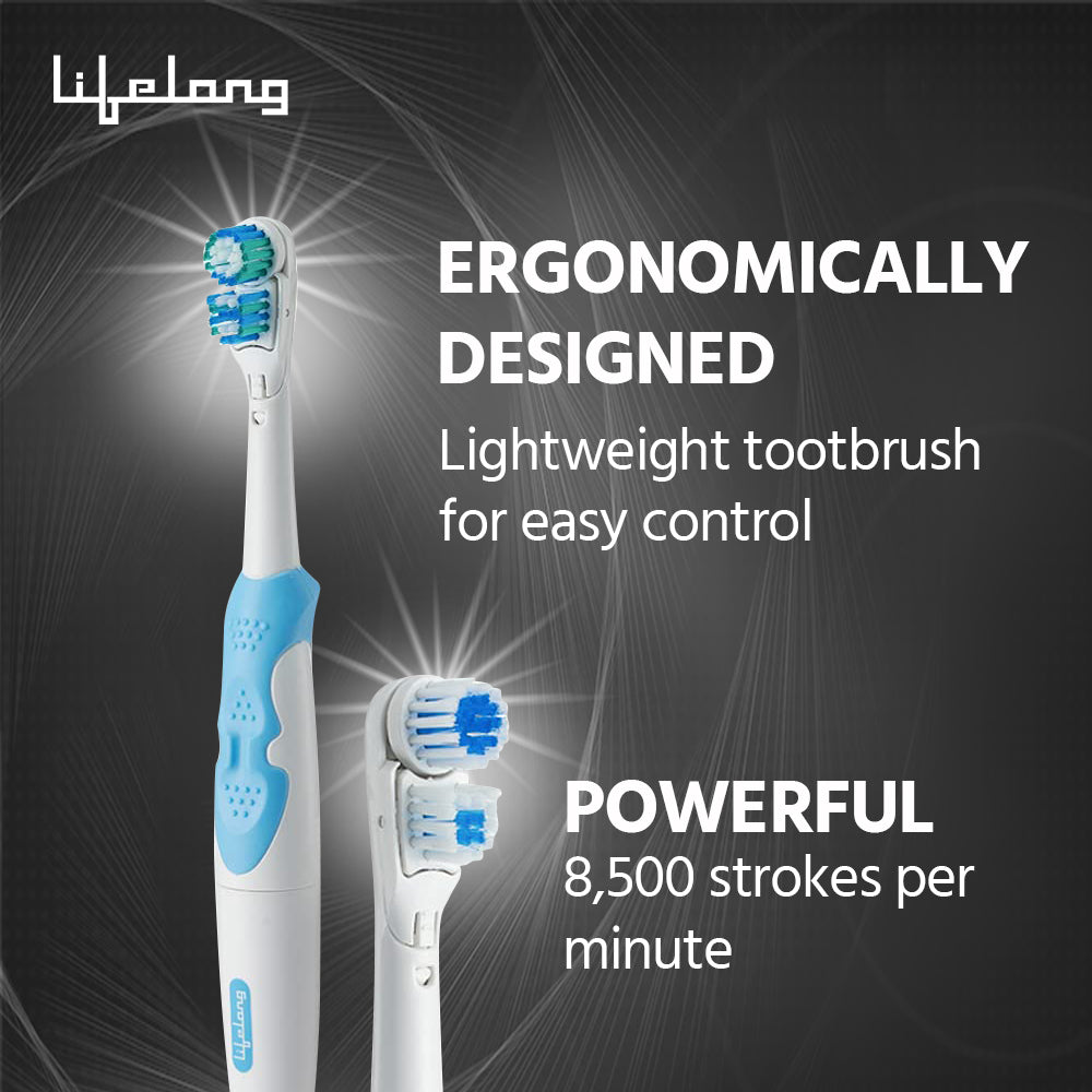 Lifelong LLDC45 Ultra Care Battery Operated Toothbrush With Replacement Head, Blue