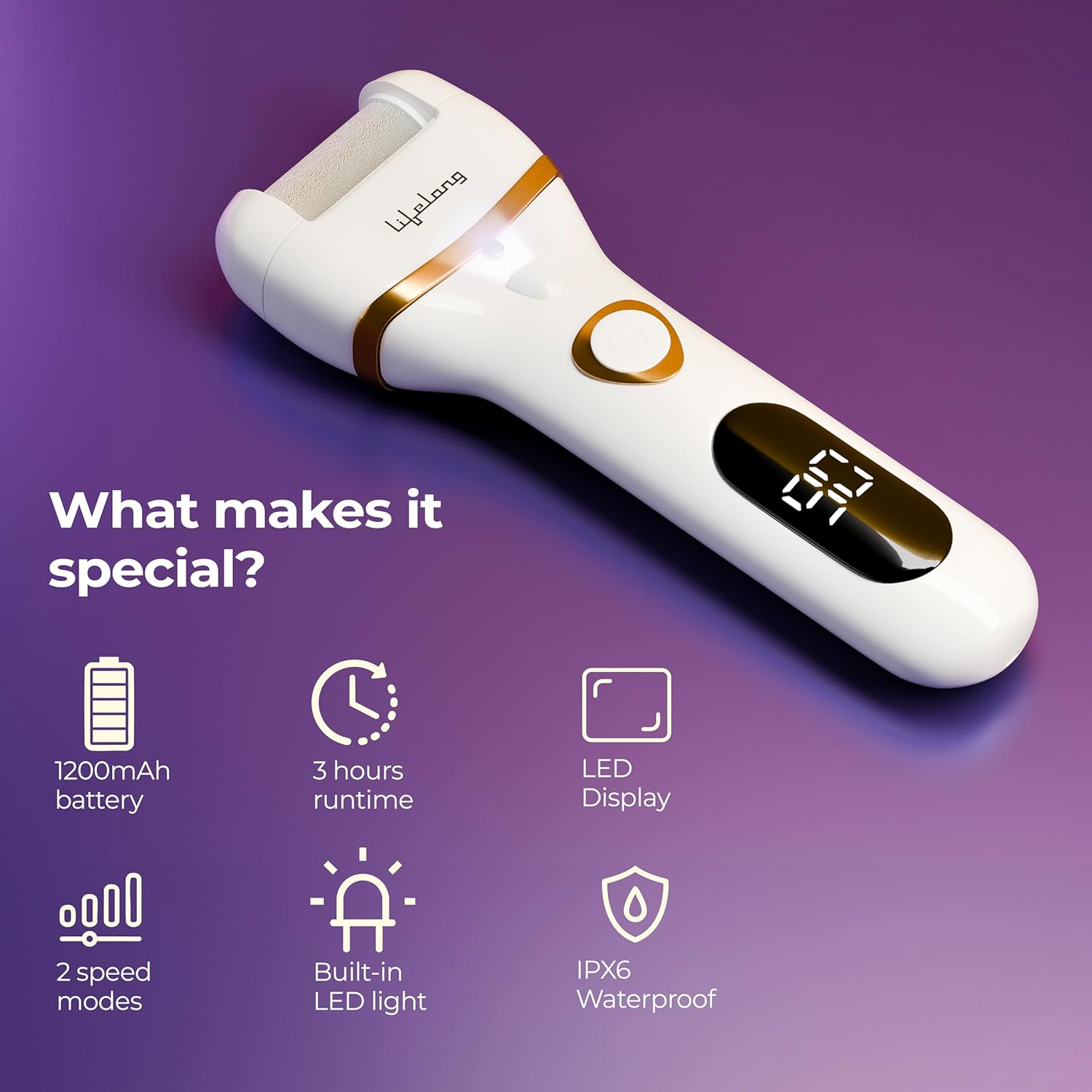 Lifelong 14-in-1 Electric Callus Remover for Feet | Rechargeable Pedicure Machine with Dead Skin Remover, Crack Heel Repair & Waterproof Design