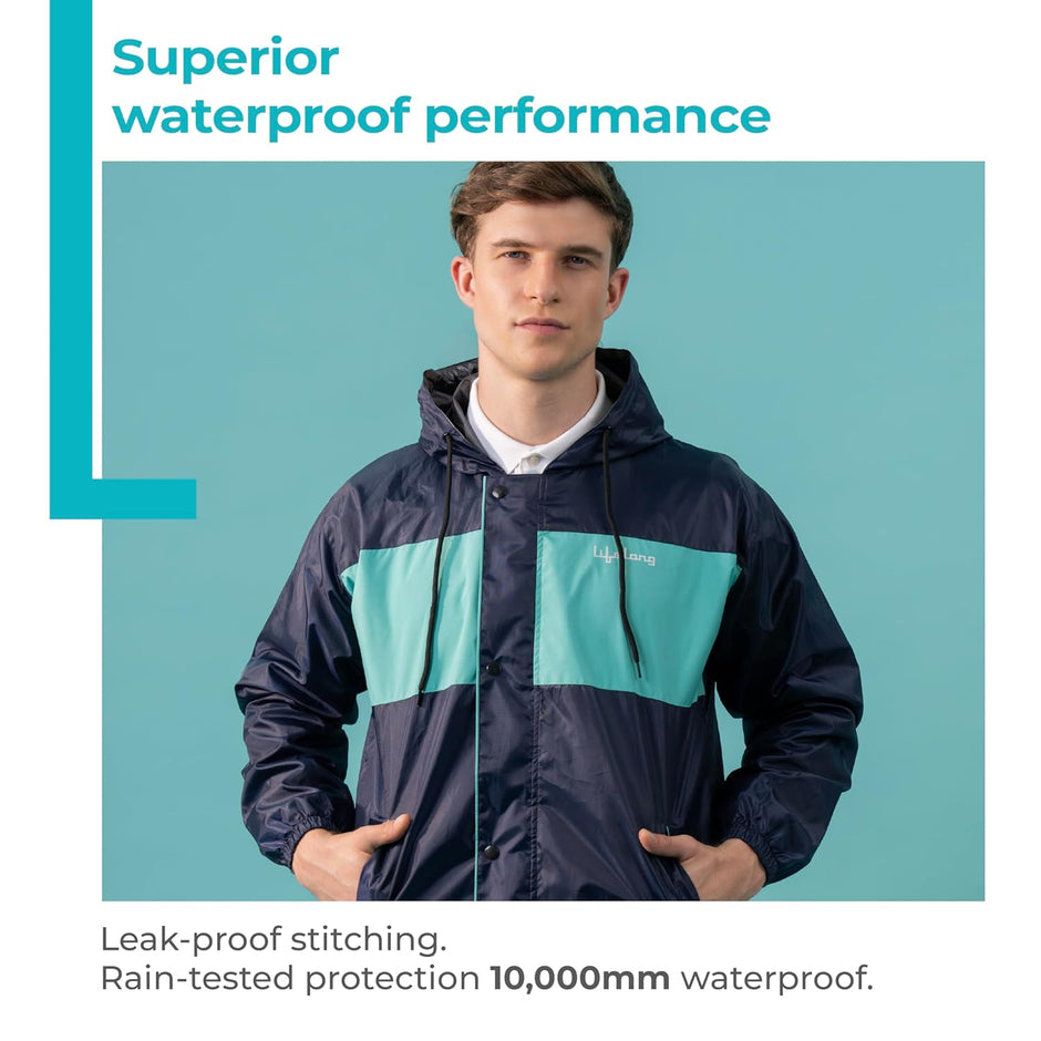 Lifelong Campaign Men's Polyester Waterproof Standard Length Raincoat