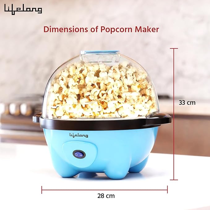 Lifelong Electric Popcorn Maker – Non-Stick, Oil Use, Serving Bowl Lid (LLEPM09)