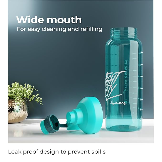 Lifelong 1.8L Plastic Gallon Water Bottle – BPA-Free, Leak-Proof Motivational Gym Bottle for Men & Women (Blue)