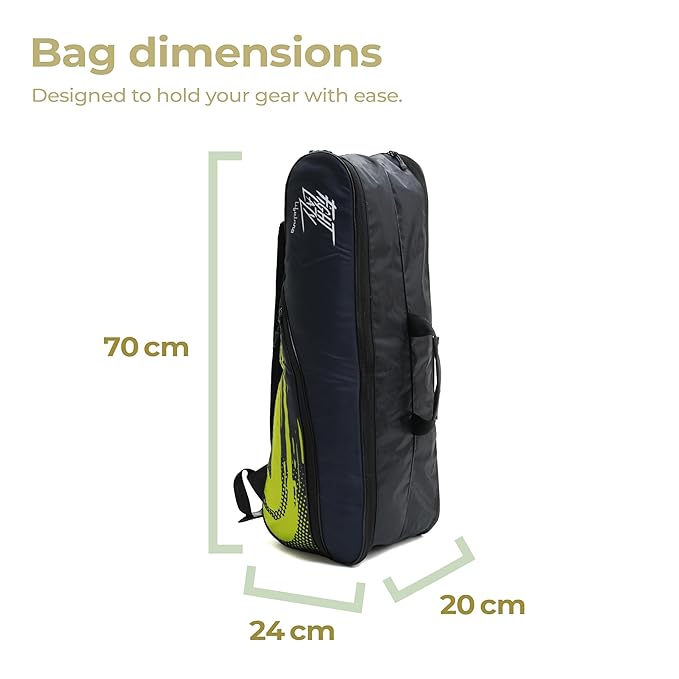 Lifelong Badminton Kit Bag – Dual Compartments, Water-Resistant, Black & Green