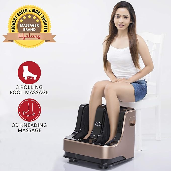 Leg, Foot & Calf Massager – 80W with Rolling & Kneading Functions (Brown)
