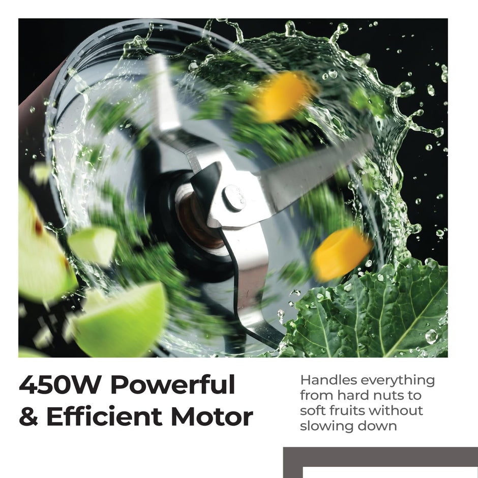 Lifelong Nutri Blender with 2 Jars (500ml & 300ml)| 450W Motor, 3 Speed with Pulse, Dual SS Blades(2-Leaf & 4-Leaf)