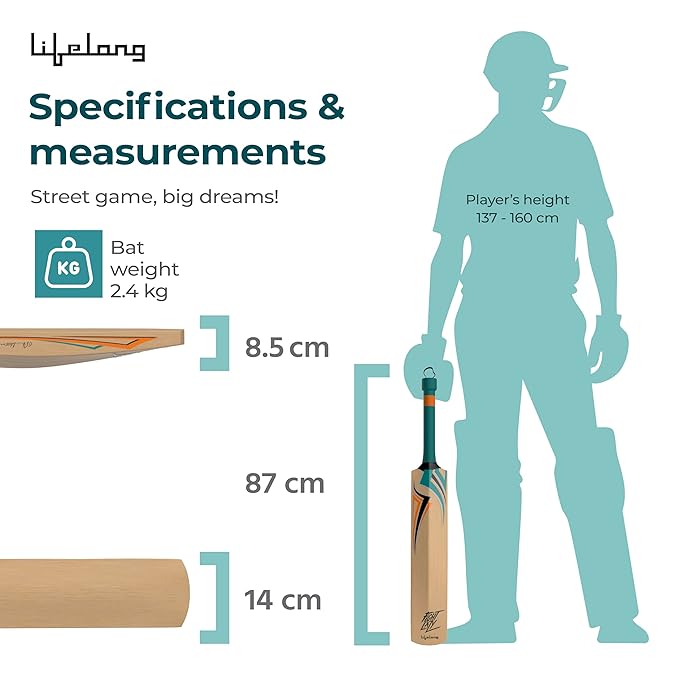 Lifelong Wooden Gully Cricket Bat Set for Adults – All-in-One Combo with Bat, Ball & Convertible Stump Bag