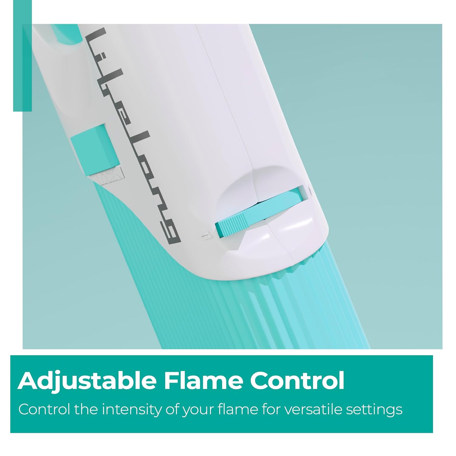 Lifelong Refillable Flame Lighter for Kitchen | Adjustable Flame Control with Child Safety Lock | Multipurpose Lighter for Gas Stove, Diya, Candle, BBQ Grill, Bonfire & Camping (SS & ABS, Light Blue)