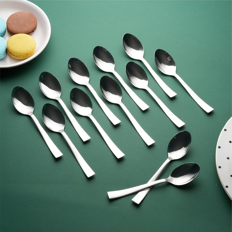 Lifelong Spoon Set for Home & Kitchen | Stainless Steel Tables Spoons Set of 12 for Dining | 16 cm Spoons Set | Mirror Polished Durable Spoon Set with Smooth Edges (LLCTSP12, Silver)