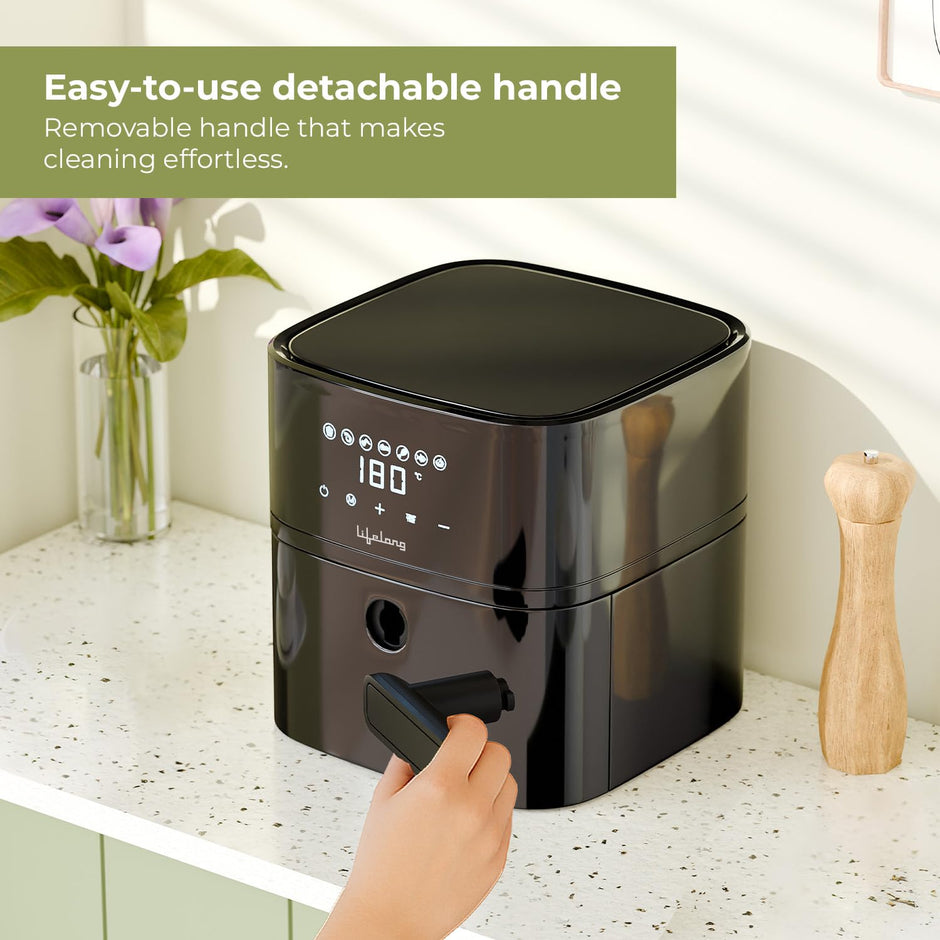 Lifelong 4.2 Litre Digital Air Fryer | Detachable Handle, Touch Control & Non-Stick Basket