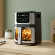 Lifelong BRIK 2-in-1 Air Fryer & Barbeque | 1350W Power, 8 Presets | 4.2L Basket with Glass Window | Flip Design for Air Frying & Grilling | Low Oil Cooking, 360Â° Rapid Air Technology |LED Touch Panel Silver & Black