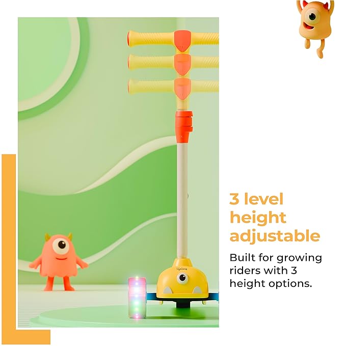 Lifelong Kids Scooter with LED Wheels – Adjustable Height, Tilt Steering (Yellow)