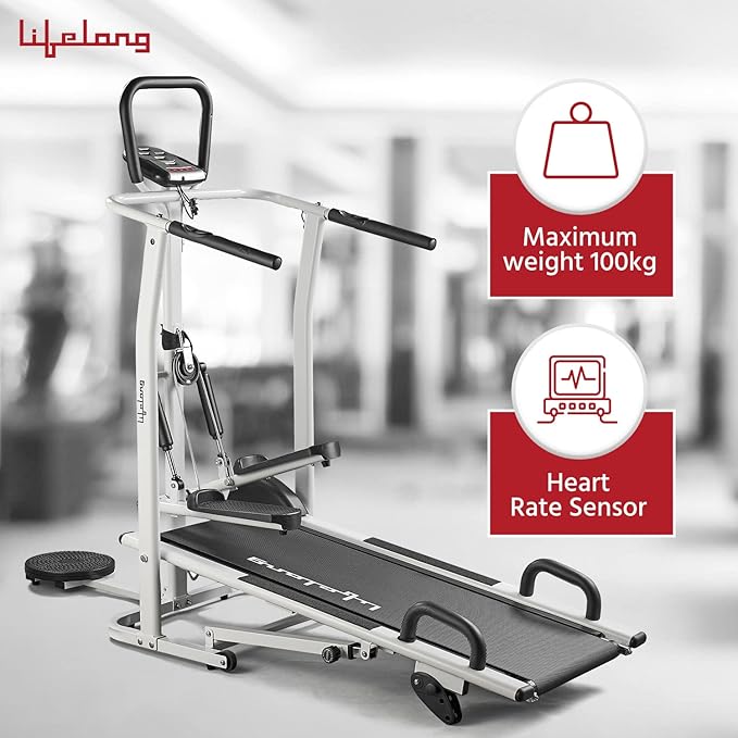 Lifelong LLTM144 4-in-1 Manual Treadmill – Jogger, Stepper, Twister & Push-Up