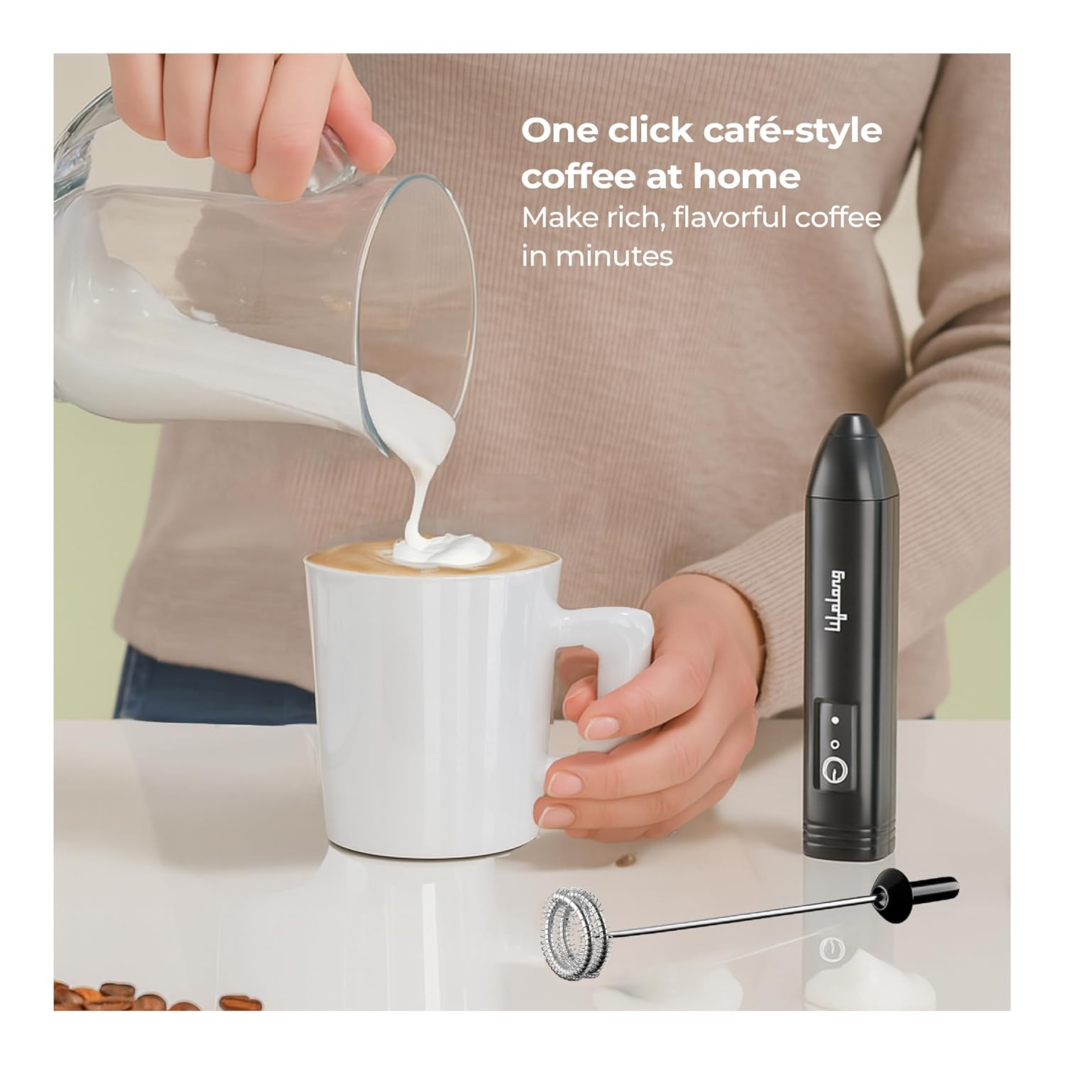 Lifelong Rechargeable Milk Frother and Beater with USB Type-C