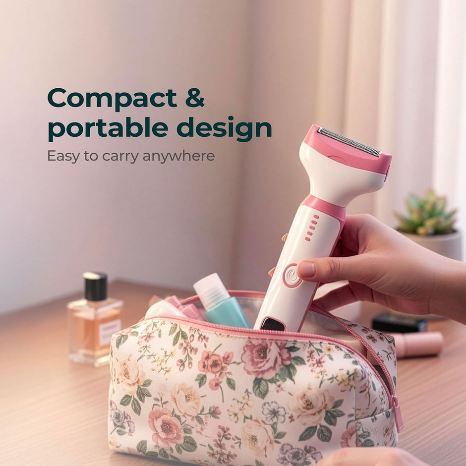 Lifelong GlideOff Luxe 5-in-1 Women’s Face & Body Trimmer | Electric Shaver & Razor with 5 Interchangeable Heads for Bikini, Eyebrow, Nose & Ear Hair Removal, 120 Min Runtime, USB Type-C Charging