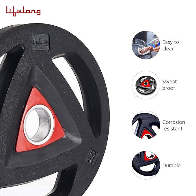 Lifelong Olympic Rubber Weight Plates Pair 2.5kg x 2 for Home Gym (LLOBRP01)