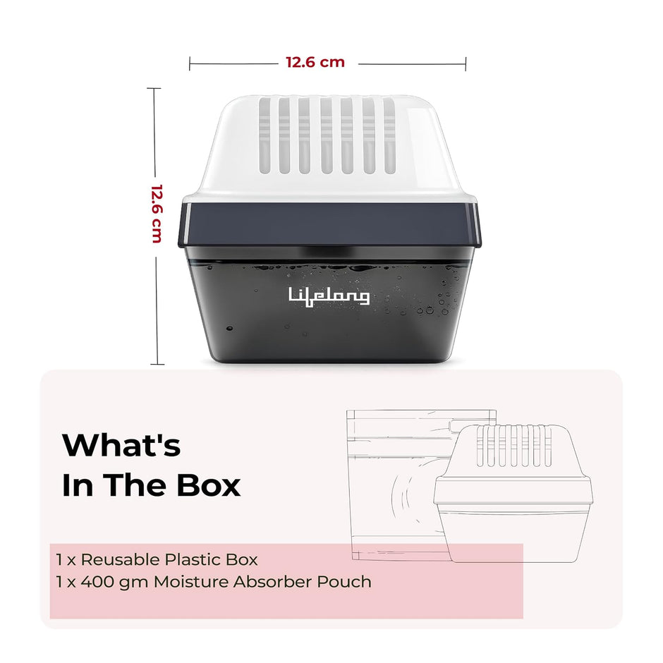 Lifelong Moisture Absorber Reusable Box with Refill Pouch (400g)