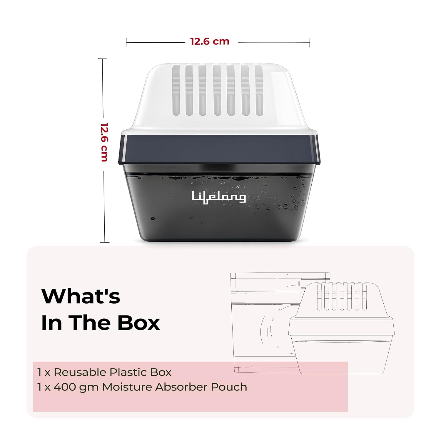 Lifelong Moisture Absorber Reusable Box with Refill Pouch (400g)