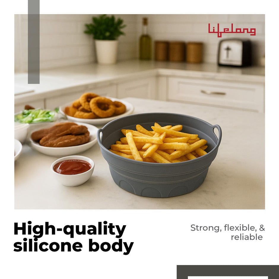Lifelong Silicone Air Fryer Basket Tray with Ear Handles | Pack of 2
