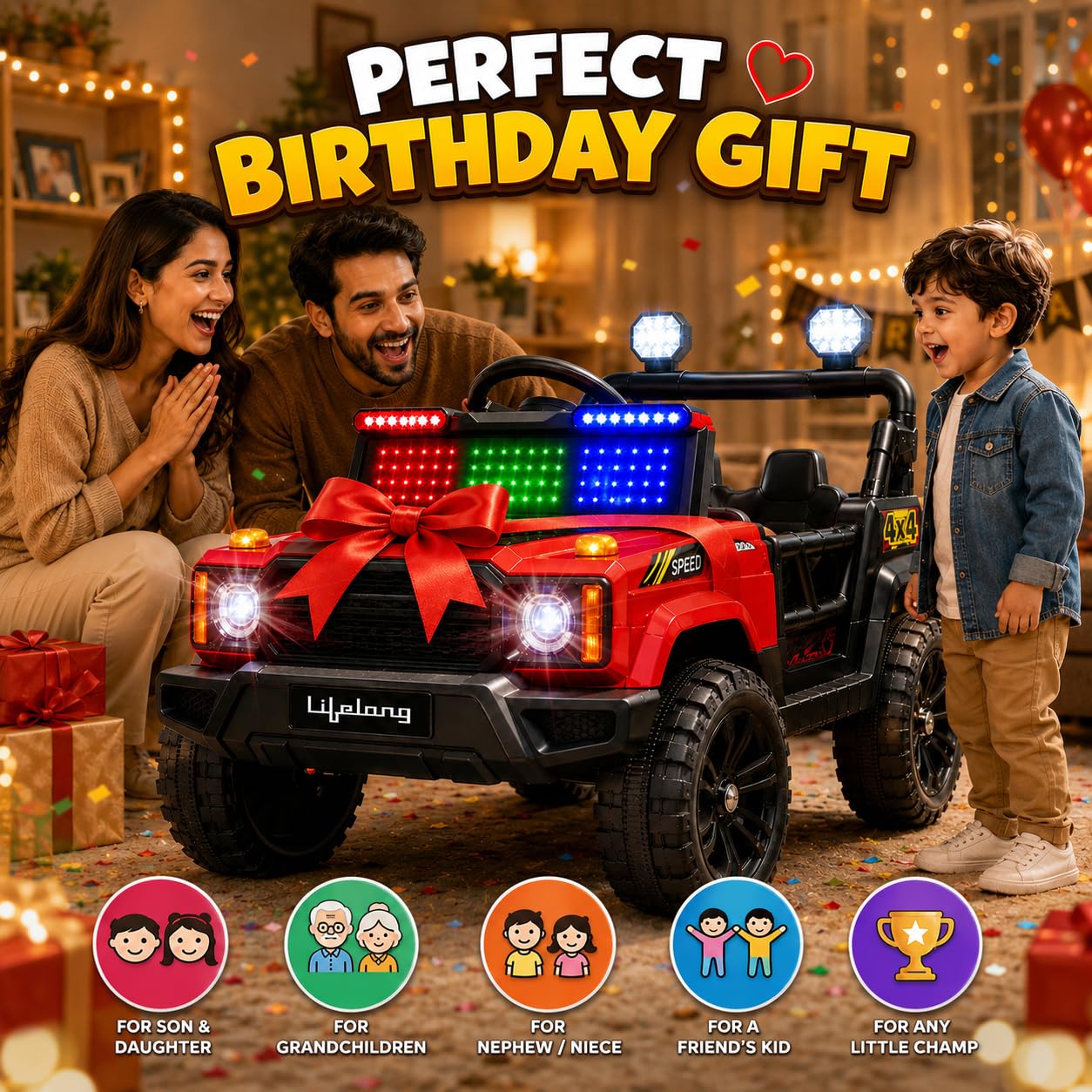 Lifelong Jeepster Kids Electric Ride-On Car (Red)