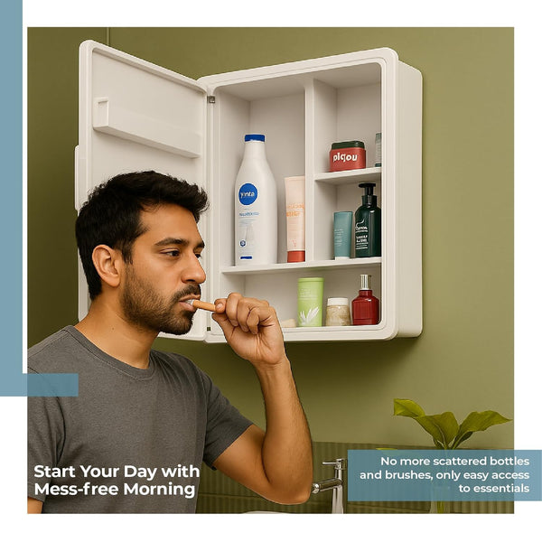Wall-Mounted Bathroom Mirror Cabinet with 3-Tier Shelves