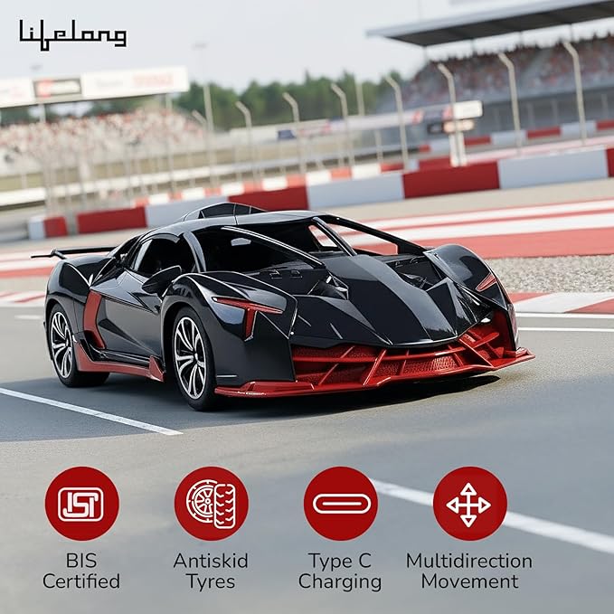 Lifelong Cuppy Rechargeable RC Car for Kids | LED Lights & 2.4GHz Control