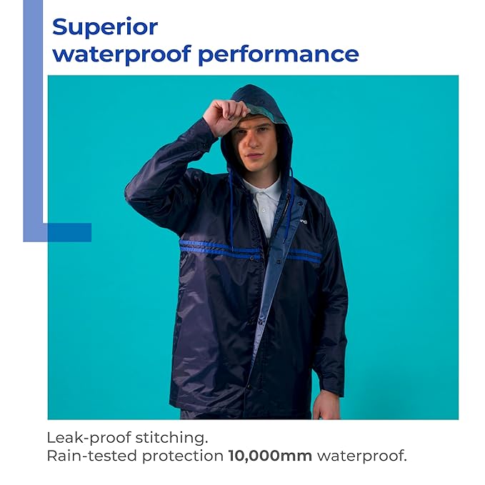 Lifelong Men’s Waterproof Reversible Raincoat with Hood & Pocket – XXL Set