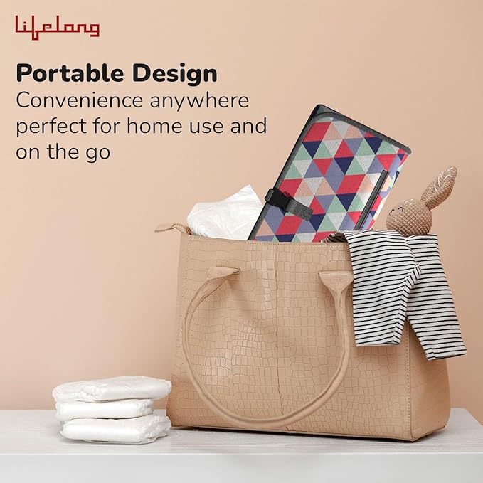 Lifelong Cuppy Portable Diaper Changing Mat for Baby | Waterproof Foldable Travel Mat with Wet Wipes Pocket | Machine Washable Massage & Diaper Change Mat