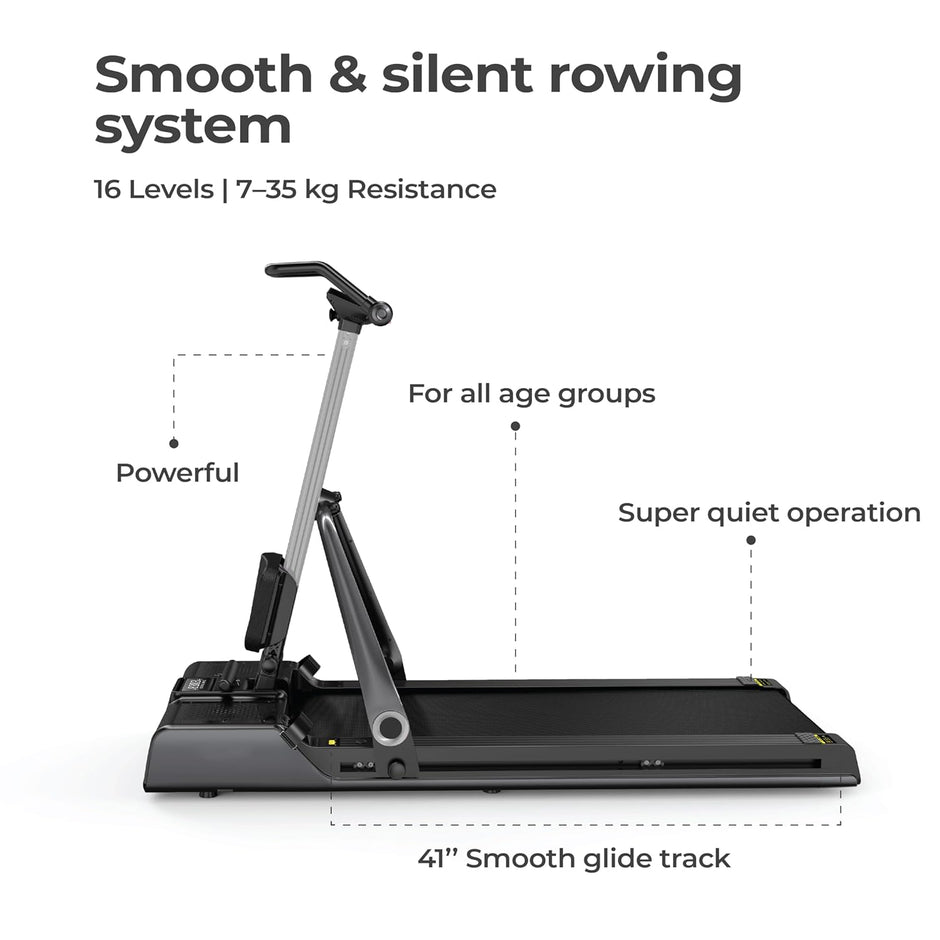 Lifelong FitPro 3-in-1 Treadmill – 6HP Motor, Foldable, Rowing & Ab Trainer